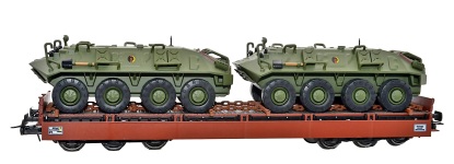 NPE Modellbau NW22129 - H0 Niederbordwagen Sas 4850 mit SPW 60 PA der DR; Ep. IV